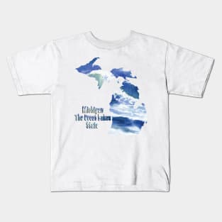 Word Art Michigan The Great Lakes State Wave Art Kids T-Shirt